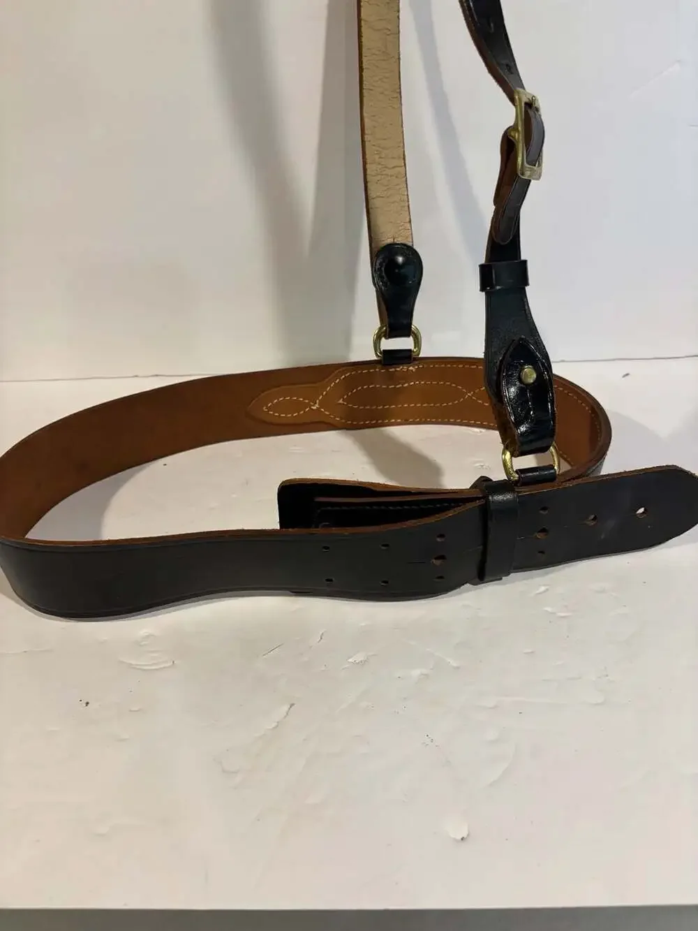 Vintage Jay-pee Leather Belt With Crossover Shoulder Strap Uniform Duty